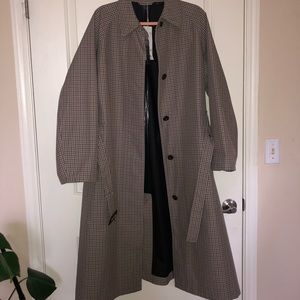 Gingham Checkered Plaid Trench Coat